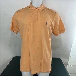 Ralph Lauren Orange Mens Blue Pony Casual Short Sleeve Polo Shirt Large (130)